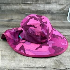 Kids Sun Day Bucket Hat Size L 6-12Yrs Pink Camo Print